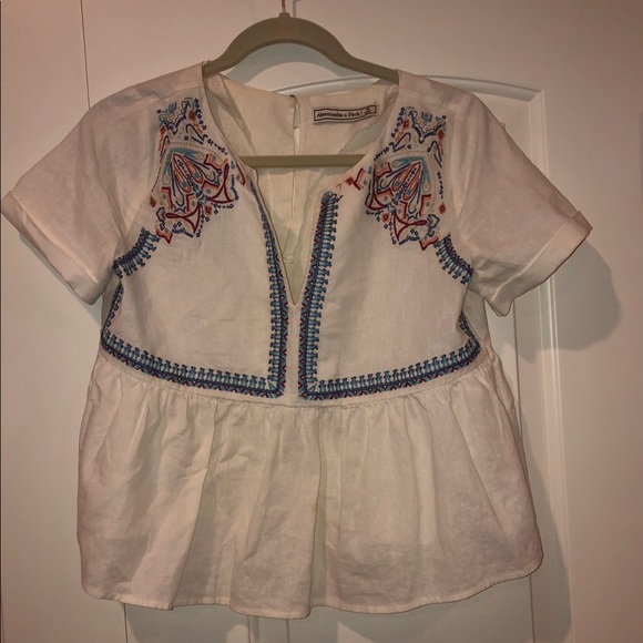 Abercrombie & Fitch Tops - Abercrombie & Fitch | White Embroidered Shirt Abercrombie & Fitch Tops - Abercrombie & Fitch | White Embroidered Shirt